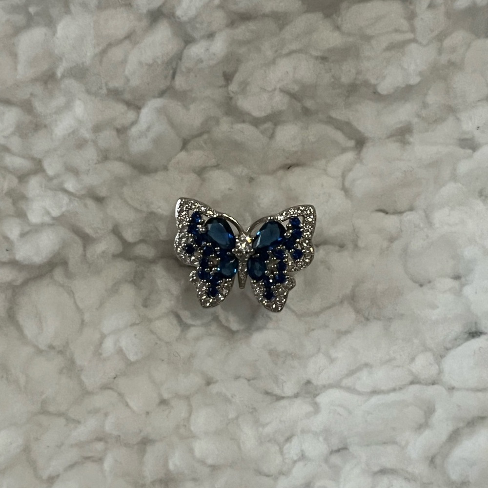 Ring size 7 (blue butterfly and silver)